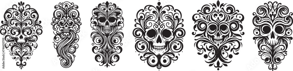 decorative skull swirls