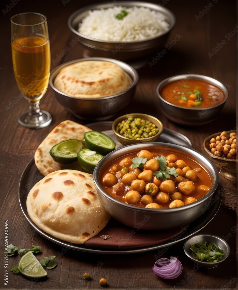 Homemade Puri Chole or Chhole Bhature traditional Indian punjabi food Homemade Puri Chole or Chhole Bhature traditional Indian punjabi food