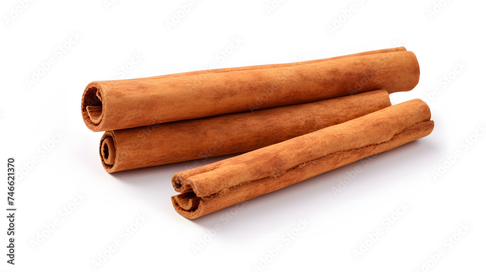 Cinnamon sticks isolated on white background. Neural network AI generated art Cinnamon sticks isolated on white background. Neural network AI generated art