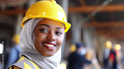 Portrait of a young African American female engineer in a modern factory workshop. Her smile is a constant reminder of the joy found in pursuing one's passion. © Stavros