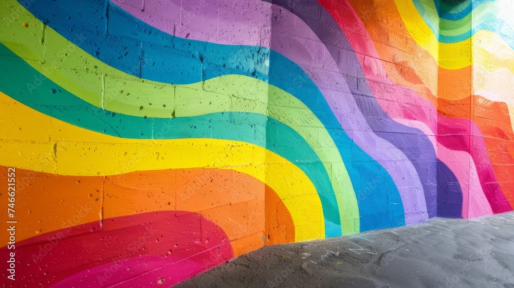 Rainbow painting on wall Rainbow painting on wall