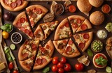 Fresh pizza with tomatoes, cheese and mushrooms 