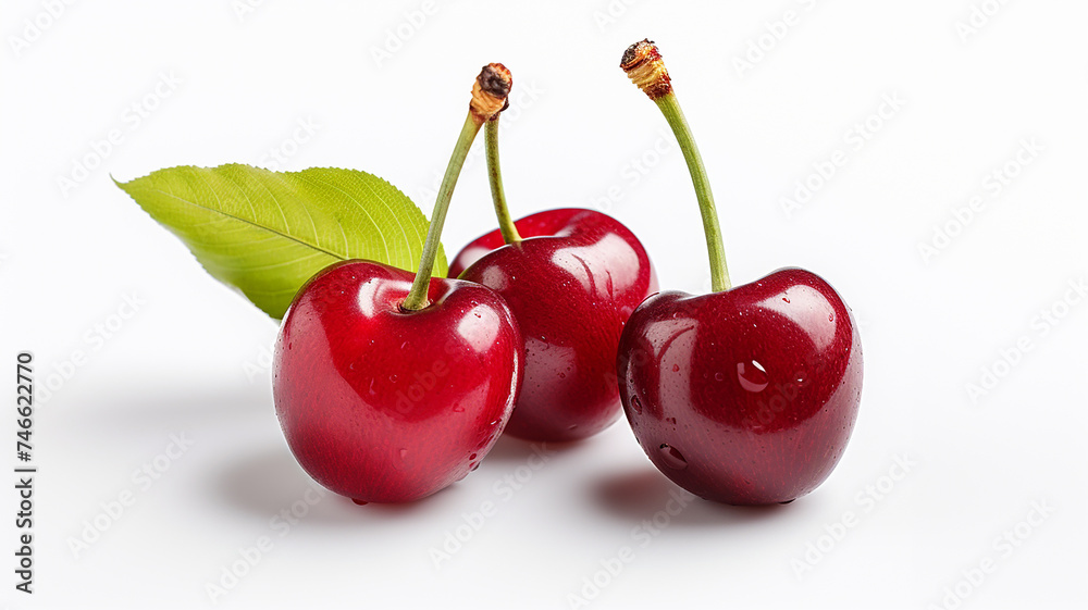 cherries on a white background, realistic, food photography III cherries on a white background, realistic, food photography III