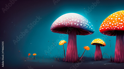 Drawn colorful mushroom