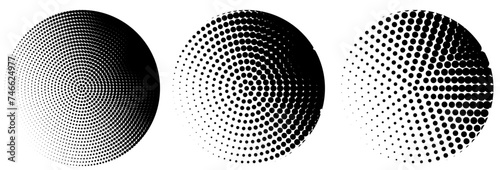 Halftone circle frame patterns. Logo design elements. Halftone circular background pattern. Vector illustration