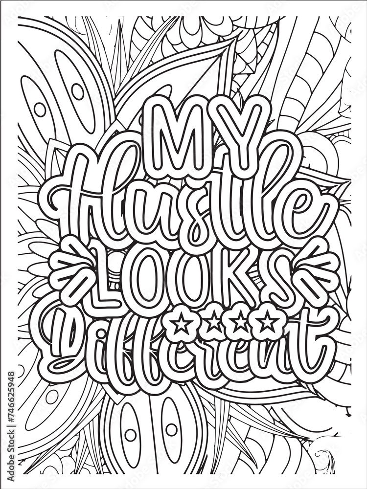 Best mom font with flowers pattern. Hand drawn with black and white lines. Doodles art forMom Hustle or greeting card Motivational quotes coloring page with mandala backgroun