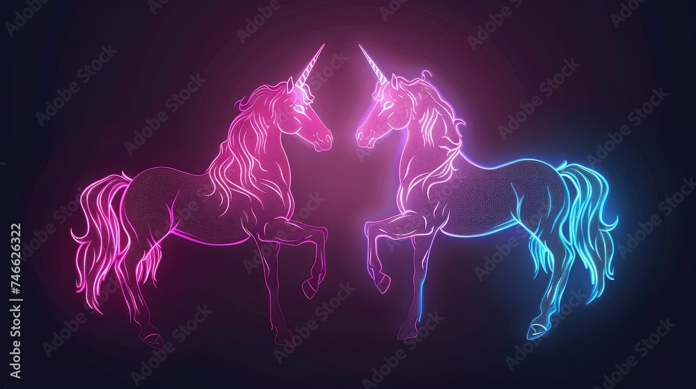 Cute Glowing neon unicorn light sign. Cute Glowing neon unicorn light sign.