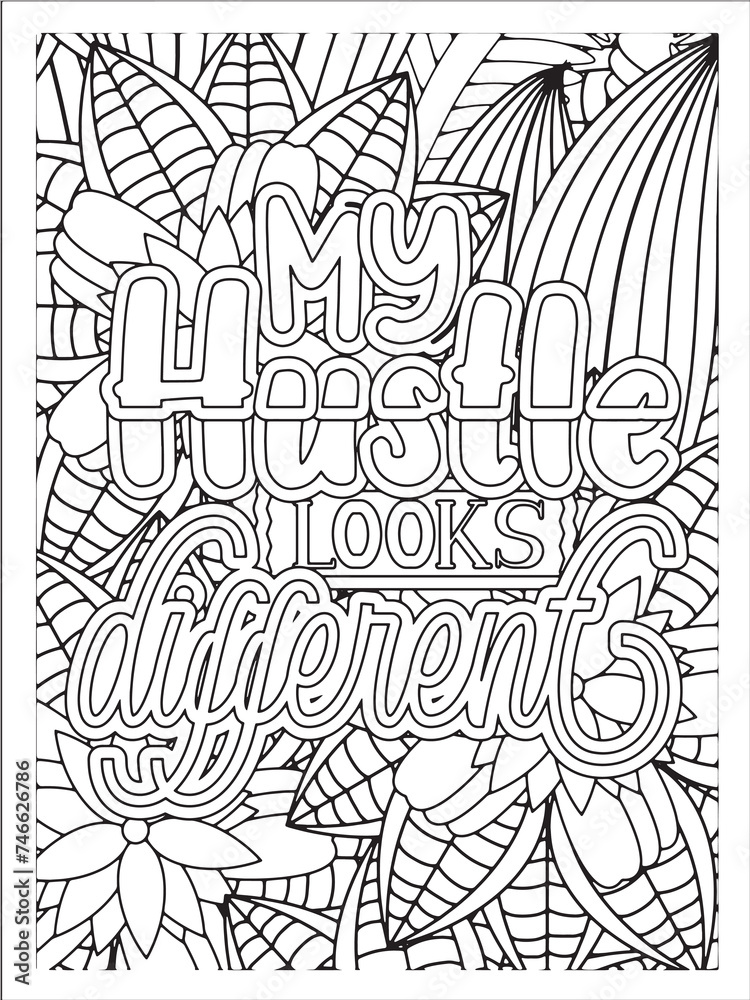 Best mom font with flowers pattern. Hand drawn with black and white lines. Doodles art forMom Hustle or greeting card Motivational quotes coloring page with mandala backgroun