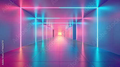 3d scene pink floor with colorful door and purple background, 3d background, abstract background, 3d render, generate ai