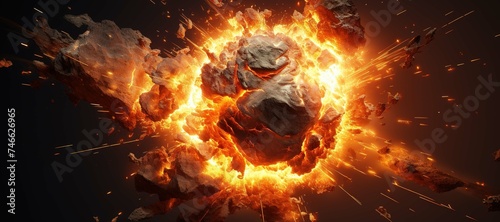 fireball rock explosion, blast, smoke 51
