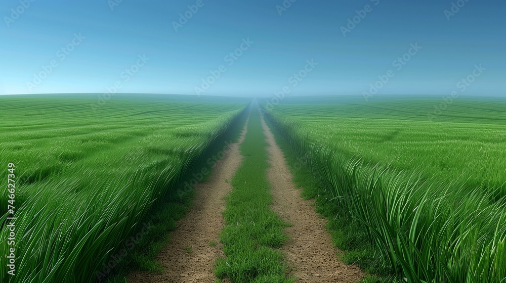 Rural Dirt Road Leading Through Lush Green Fields Rural Dirt Road Leading Through Lush Green Fields