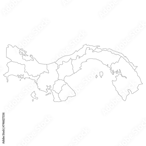 Panama map. Map of Panama in ten main regions in white color