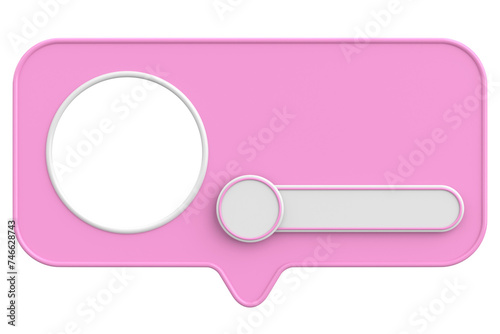 Profile box. Social media profile. 3D illustration.