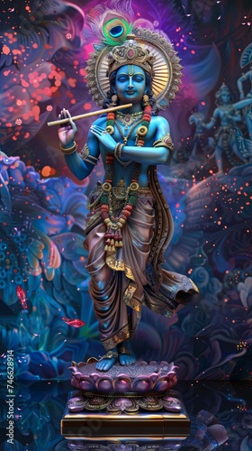 figurine of beautiful god krishna photo