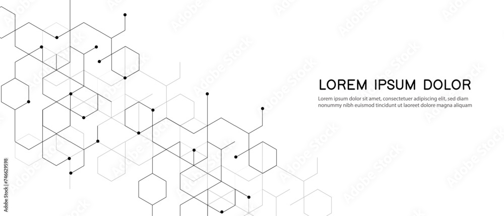 abstract background with connected hexagons and dots,Banner design