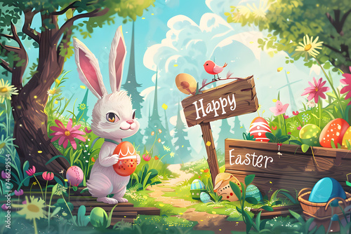 Gappy Easter Illustration Postcard ready for print photo