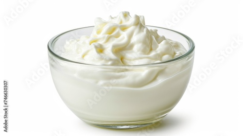 Creamy Delights: A Variety of Sauces and Dips in Glass Bowls on White Background