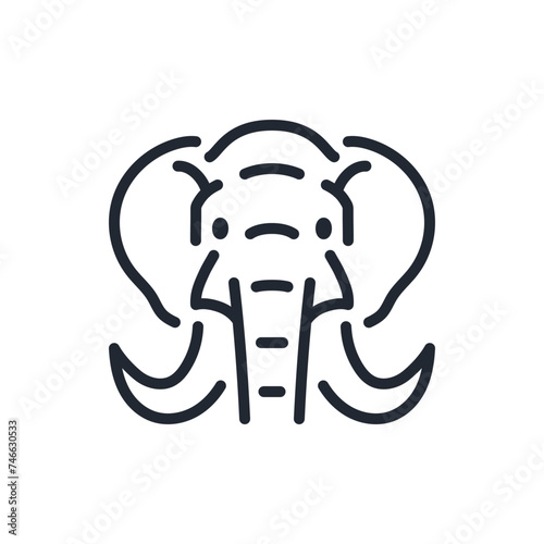 Mammoth editable stroke outline icon isolated on white background flat vector illustration. Pixel perfect. 64 x 64.