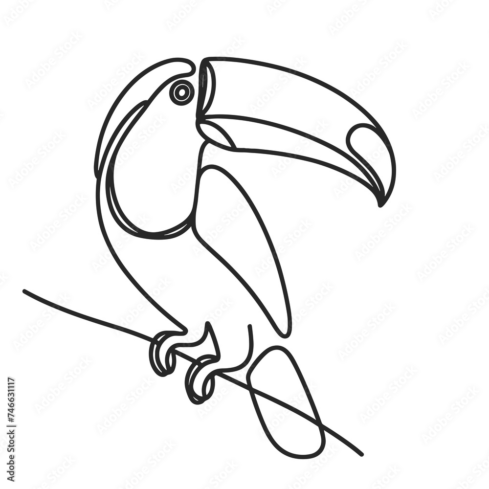 Obraz premium Toucan, line drawing style.
