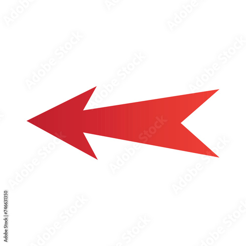 Red arrow Right vector Direction isolated on a white artboard. Simple red arrow vector.