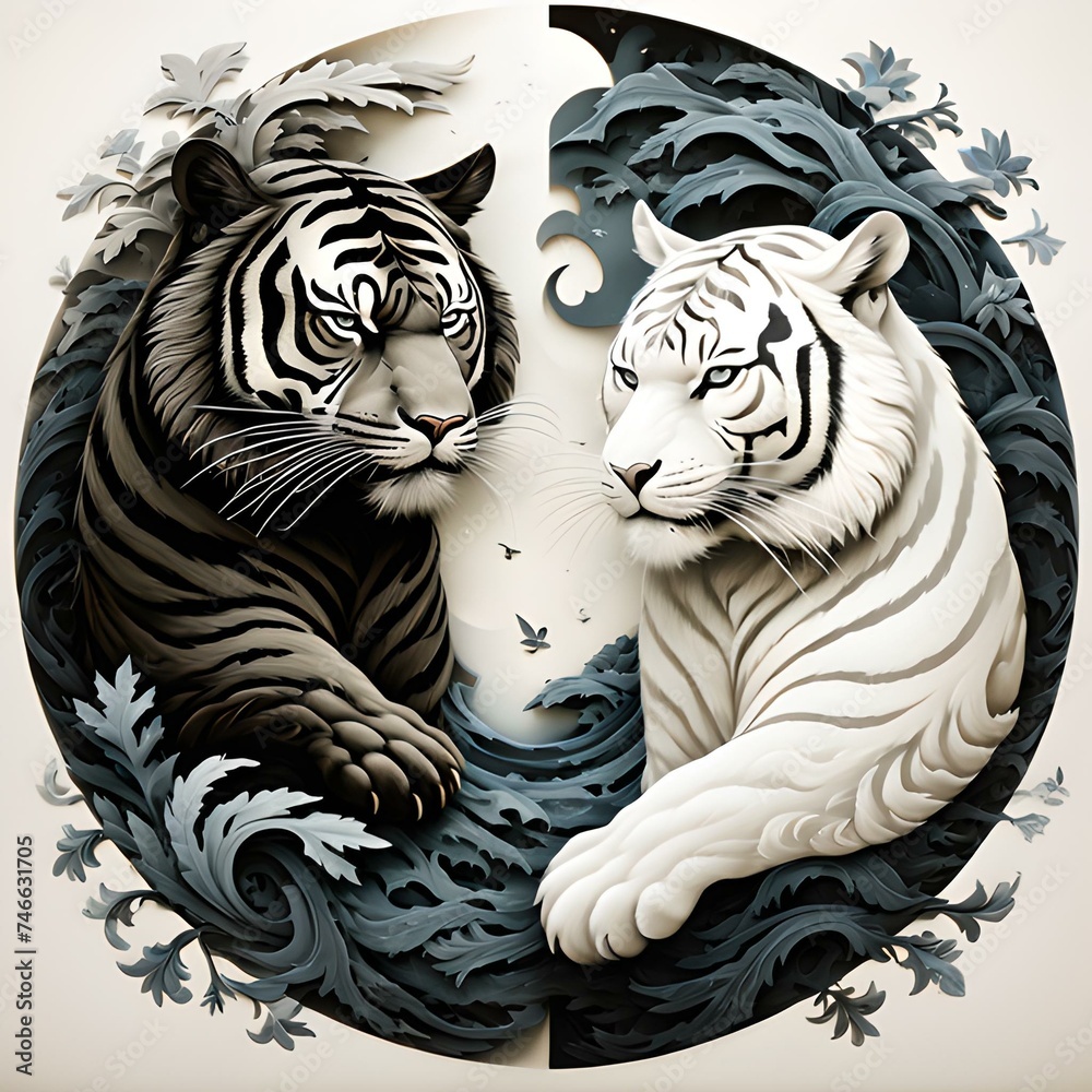Obraz premium yin yang tigers
