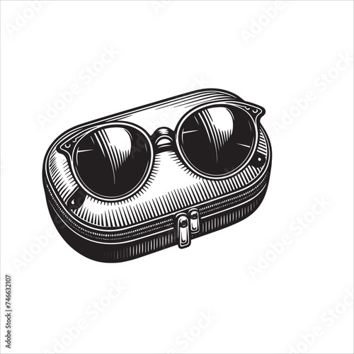 Silhouette of a stylish sunglasses case isolated on white background