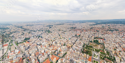 Thessaloniki, Greece. Panorama of the central part of the city. Cloudy weather. Aerial view