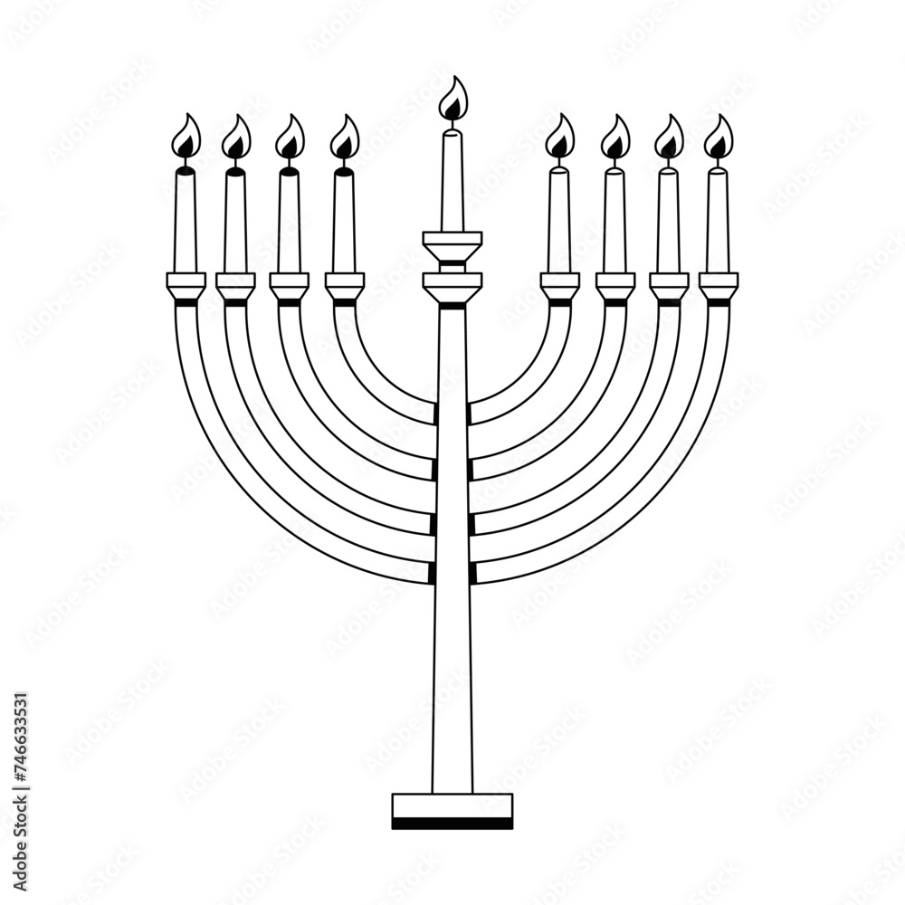 Vector Jewish Menorah Candles Cartoon Illustration Isolated Vector Jewish Menorah Candles Cartoon Illustration Isolated
