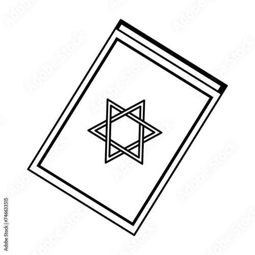 Vector Jewish Torah Book Star David Cartoon Illustration Isolated