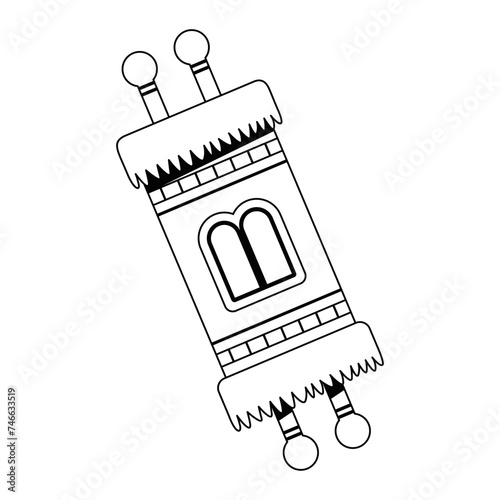 Vector Jewish Torah Scroll Cartoon Illustration Isolated
