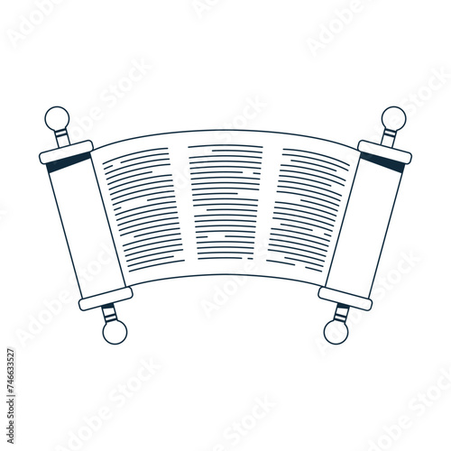 Vector Parchment Jewish Torah Scroll Cartoon Illustration Isolated