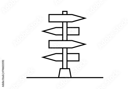 Icono negro de carteles en varias direcciones. 