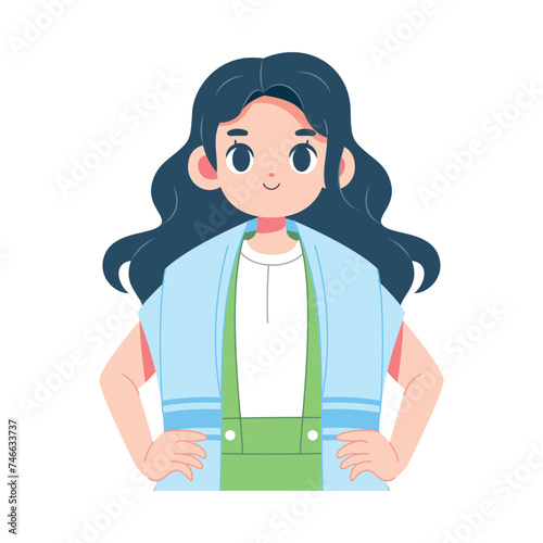 Vector Jewish Girl Traditional Bat Mitzvah Cartoon Illustration Isolated