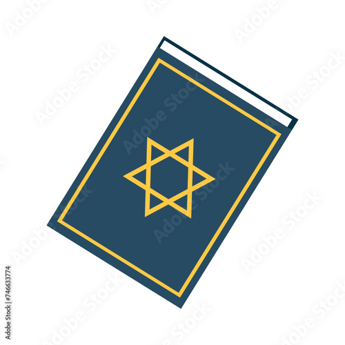 Vector Jewish Torah Book Star David Cartoon Illustration Isolated
