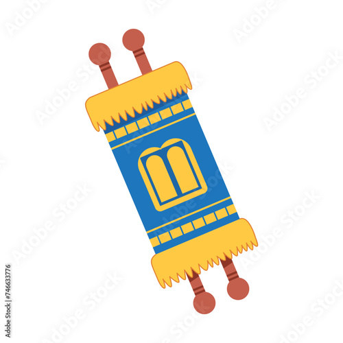 Vector Jewish Torah Scroll Cartoon Illustration Isolated