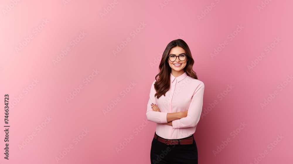 Smiling professional business person with copy space, simple background Smiling professional business person with copy space, simple background