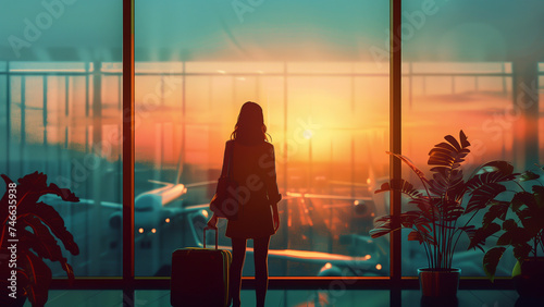 A female traveler is ready to fly