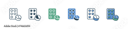medicine capsule tablet icon set medical prescription disease cure treatment sign vector illustration 