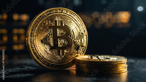Cryptocurrency Golden Bitcoin Coin	