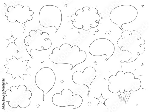 Textbox set. Doodle Hand drawn frames in black and white color. Collection of blank templates
 Vector illustration isolated on white background