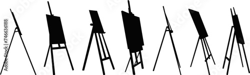 silhouette easels set on white background vector