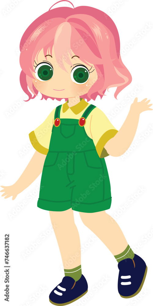 Cute baby girl junior anime manga character kawaii flag Cute baby girl junior anime manga character kawaii flag