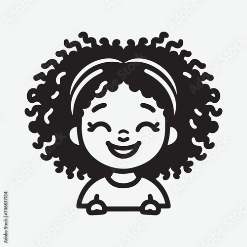 Happy Girl Vector Illustration Cute Kid Silhouette in Happy Mood and Smiling