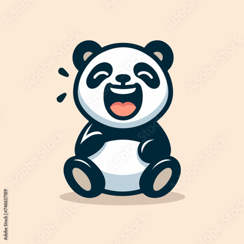 vector style laugh cute panda mascot