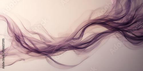 Abstract composition featuring sinuous tendrils of smoke in shades of amethyst and rose gold against a backdrop of soft, diffused light.