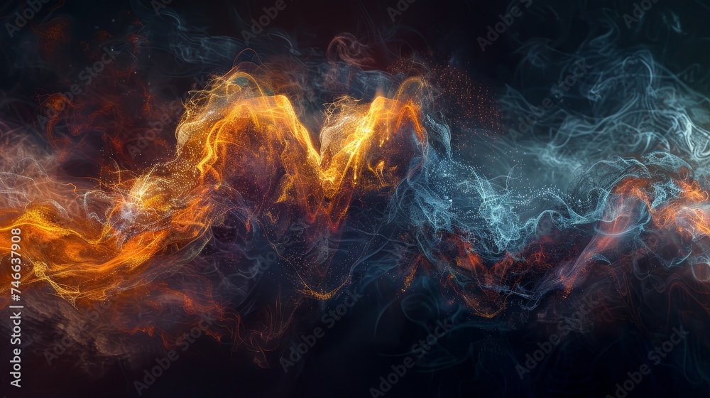 This abstract image metaphorically captures the bustling activity of neural pathways in the human brain, represented by vibrant, intertwining streams of light and energy. - obrazy, fototapety, plakaty 