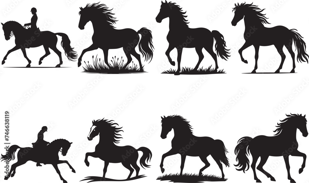 Obraz premium Horse Silhouettes Horse EPS Vector Strong Horse Clipart 