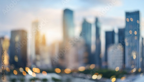 Abstract blurred cityscape, symbolic of urban dynamism and anonymity. Perfect for banners, representing modernity and bustling city life photo