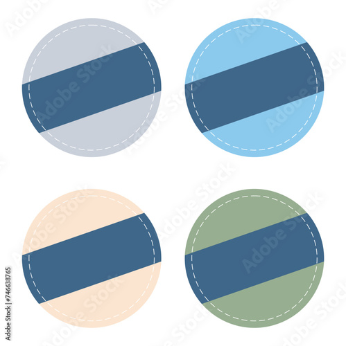 Iconos de pegatinas en forma circular abstractas y coloridas. Símbolos de ilustración. Vector