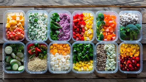 Healthy Meal Prep Containers with Nutritious Food